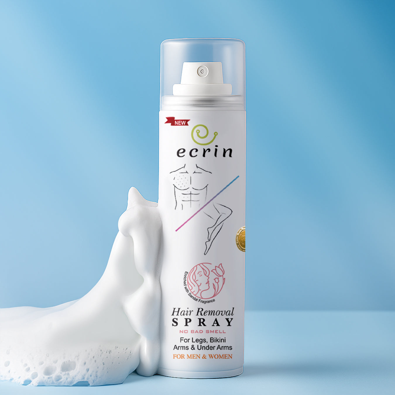 New Ecrin Hair Removal Foaming Spray - Advance Formula & Refreshing Fragrance - 200ml