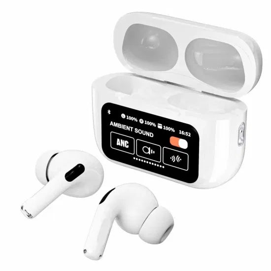 A9 AIRBUDS PRO ANC Pro Smart Display Earbuds – Active Noise Cancellation, Ambient Mode, HD Bass, Touch Control
