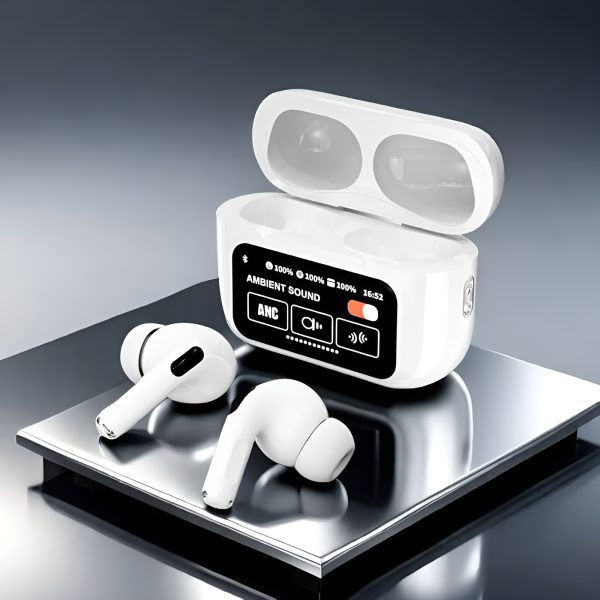 A9 AIRBUDS PRO ANC Pro Smart Display Earbuds – Active Noise Cancellation, Ambient Mode, HD Bass, Touch Control