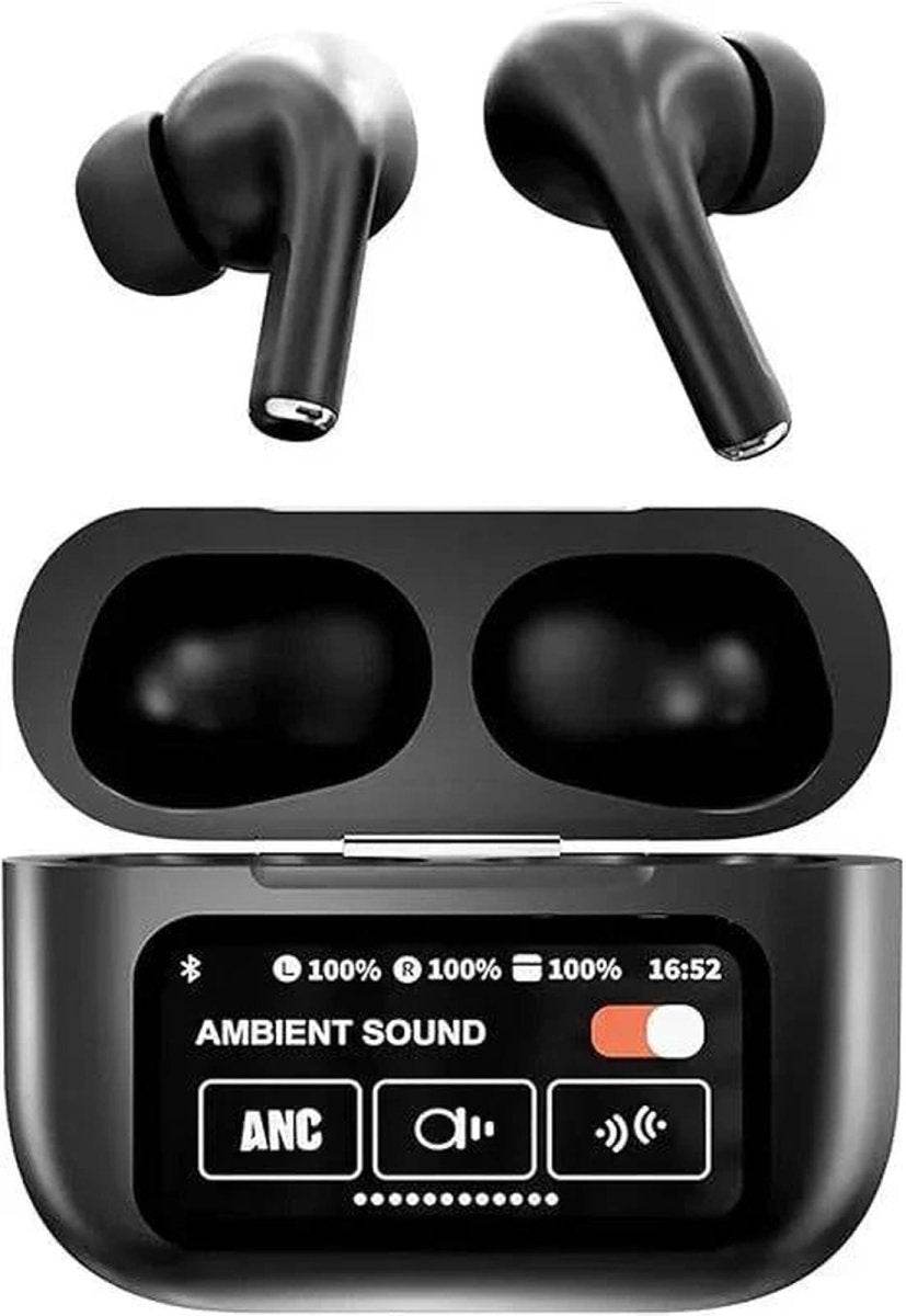 A9 AIRBUDS PRO ANC Pro Smart Display Earbuds – Active Noise Cancellation, Ambient Mode, HD Bass, Touch Control