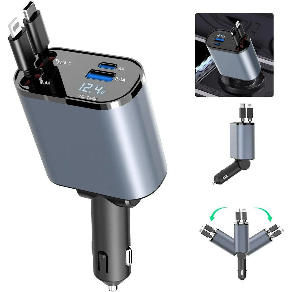 New 4 in 1 Car Charger With Smart Voltage Super Fast Charging Supported