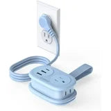 ORICO 5-in-1 Compact Travel Power Strip, Cruise Ship Approved with 2 AC Outlets & 2 USB Ports (1 USB-C Charge), 3.7ft Cord - Ultra-Portable for Cruise, Hotel, Dorm,Office(Blue)