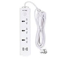 Extension Lead with 2 Meters Heavy Duty Copper Cable, 3 Power Sockets Extension Board with 2 USB & 1 Type C